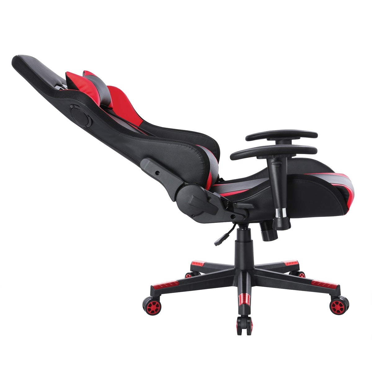 Chaise Gaming  avec  lumière LED et Bluetooth  Fauteuil Gamer avec  haut-parleurNoir et rouge