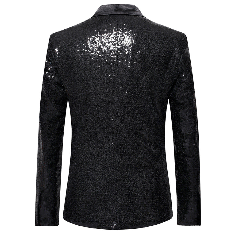 YOUTHUP Mens Shiny Sequin Wedding Suit Blazer