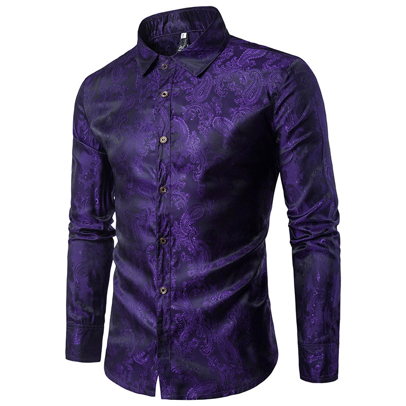 Cloudstyle Mens Paisley Shirt Long Sleeve Dress Shirt Button Down Casual Slim Fit
