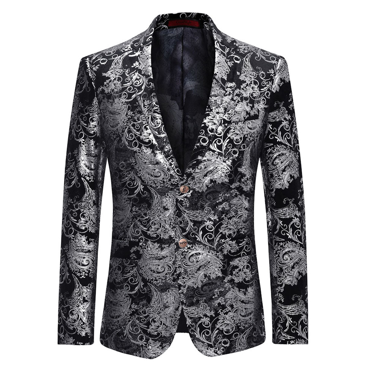 Cloudstyle Men's Dress Floral Suit Notched Lapel Slim Fit Stylish Blazer Dress Golden Suit