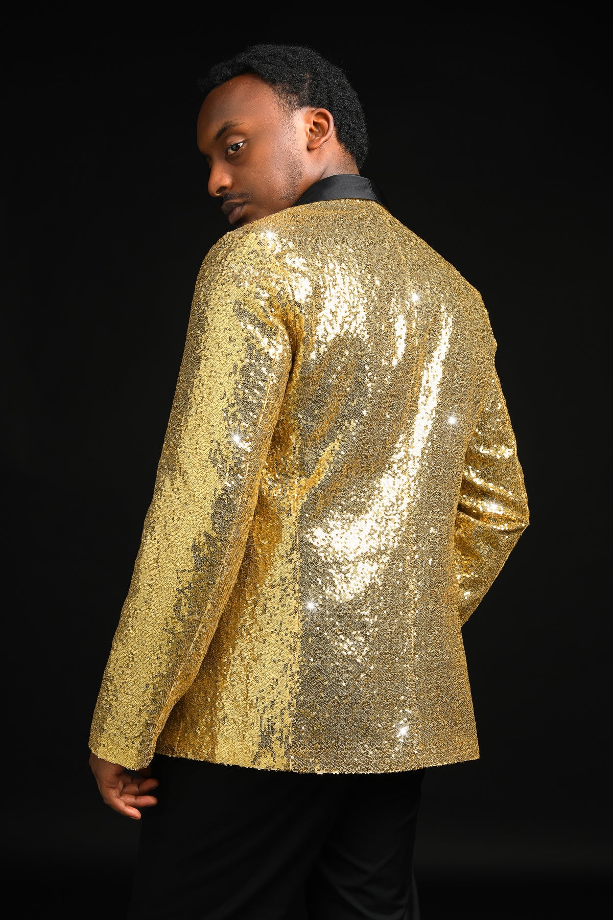 YOUTHUP Mens Shiny Sequin Wedding Suit Blazer