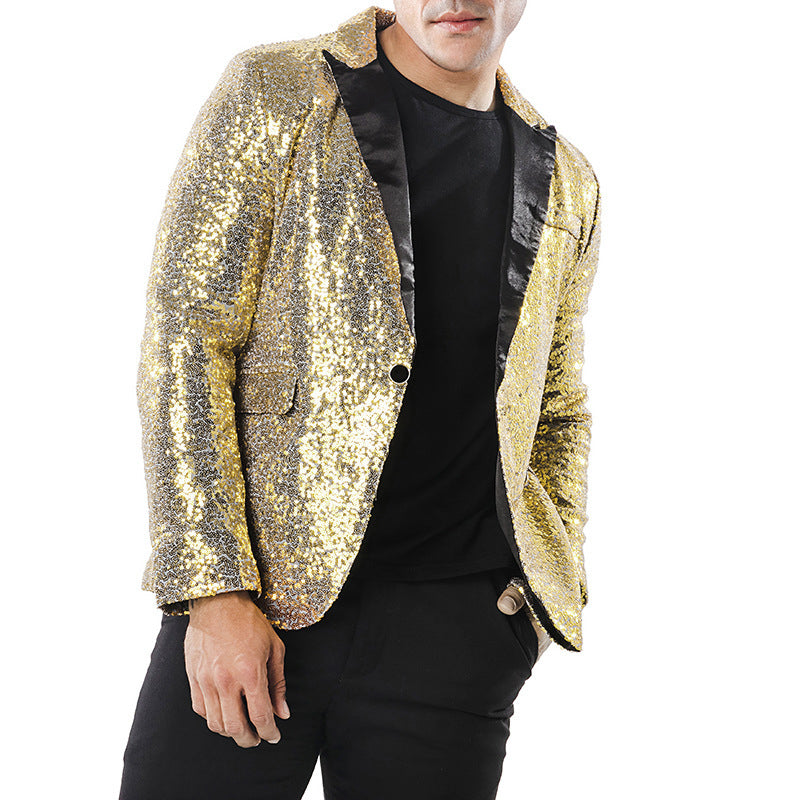 Cloudstyle Mens One Button Sequin Dress Suit Jacket Party Festival Tuxedo Sport Coat