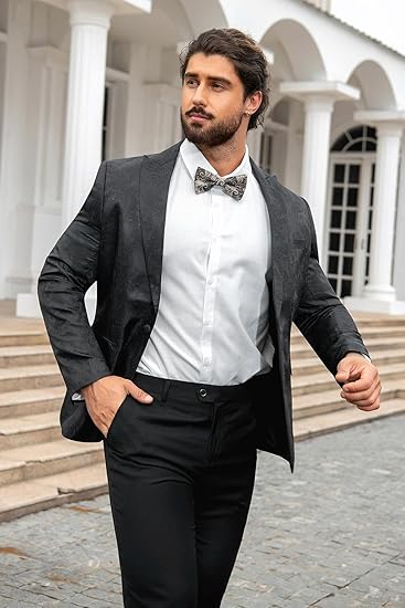 Cloudstyle Mens 2 Piece Paisley Dress Suit One Button Party Wedding Blazer Pants Sets