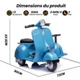 Moto scooter eléctrica doble Vespa para niños - ORYXEARTH - Azul - 6V - 3-4 km/h