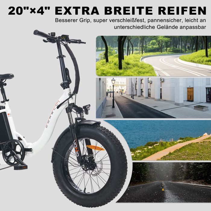 20" witte opvouwbare elektrische fiets – lichtgewicht, krachtig en ultrapraktisch – 36V-accu
