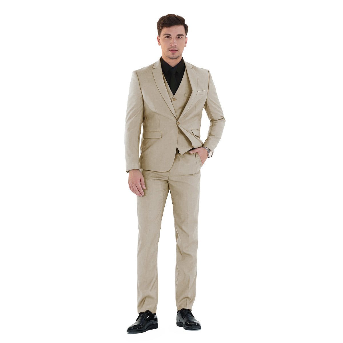 Cloudstyle Mens 3-Piece Suit Notched Lapel One Button Slim Fit Formal Jacket Vest Pants Set