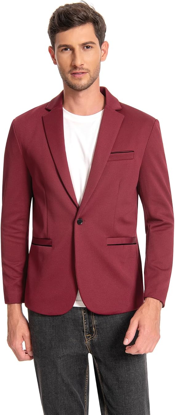Cloudstyle Men's Suit Jacket One Button Slim Fit Sport Coat Business Daily Blazer