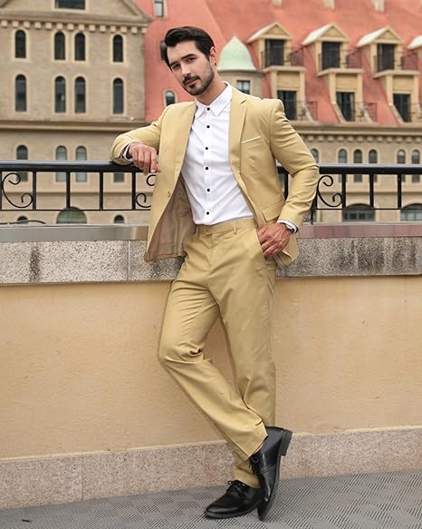 Cloudstyle Men's 2-Piece Suits Slim Fit 1 Button Dress Suit Jacket Blazer & Pants Set