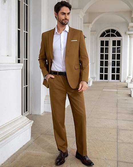 Cloudstyle Men's 2-Piece Suits Slim Fit 1 Button Dress Suit Jacket Blazer & Pants Set