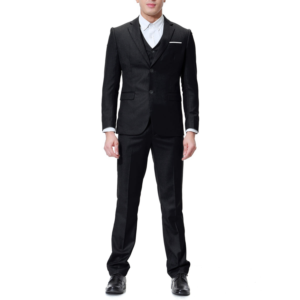 Cloudstyle Men's 3-Piece 2 Buttons Slim Fit Solid Color Jacket Smart Wedding Formal Suit