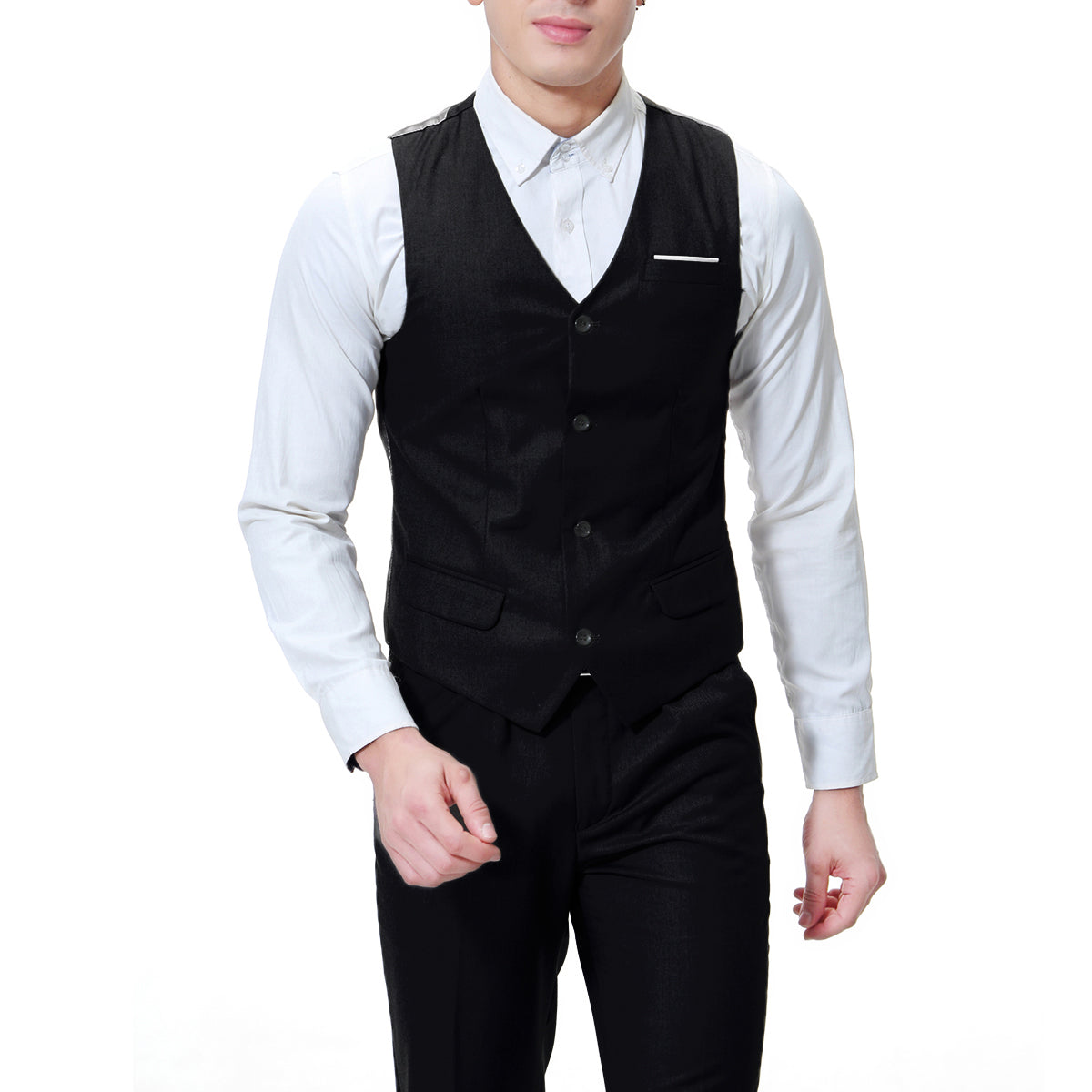 Cloudstyle Men's 3-Piece 2 Buttons Slim Fit Solid Color Jacket Smart Wedding Formal Suit