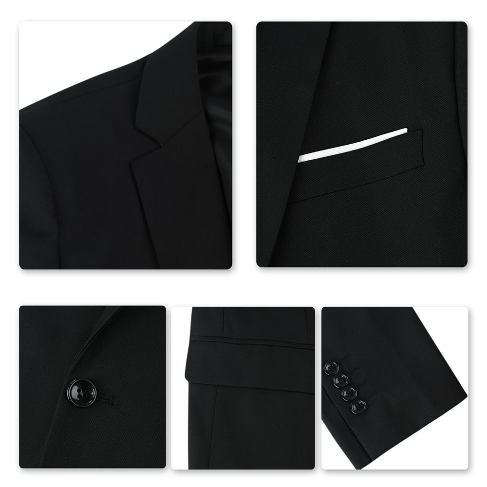 Cloudstyle Men's 3-Piece 2 Buttons Slim Fit Solid Color Jacket Smart Wedding Formal Suit
