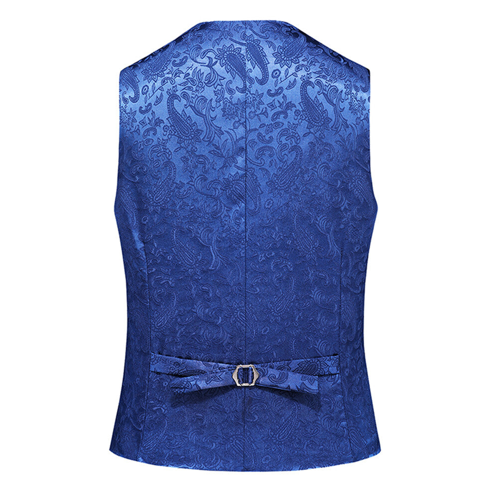 Youthup Mens 3Pce Paisley Dress Vest and Bow Tie Set and Pocket Square