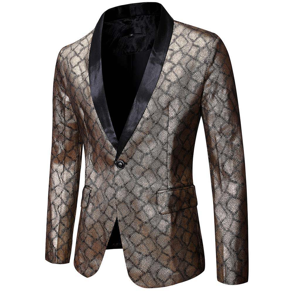 Youthup Mens Luxury Shiny Blazer Wedding Party Dinner Tuxedo