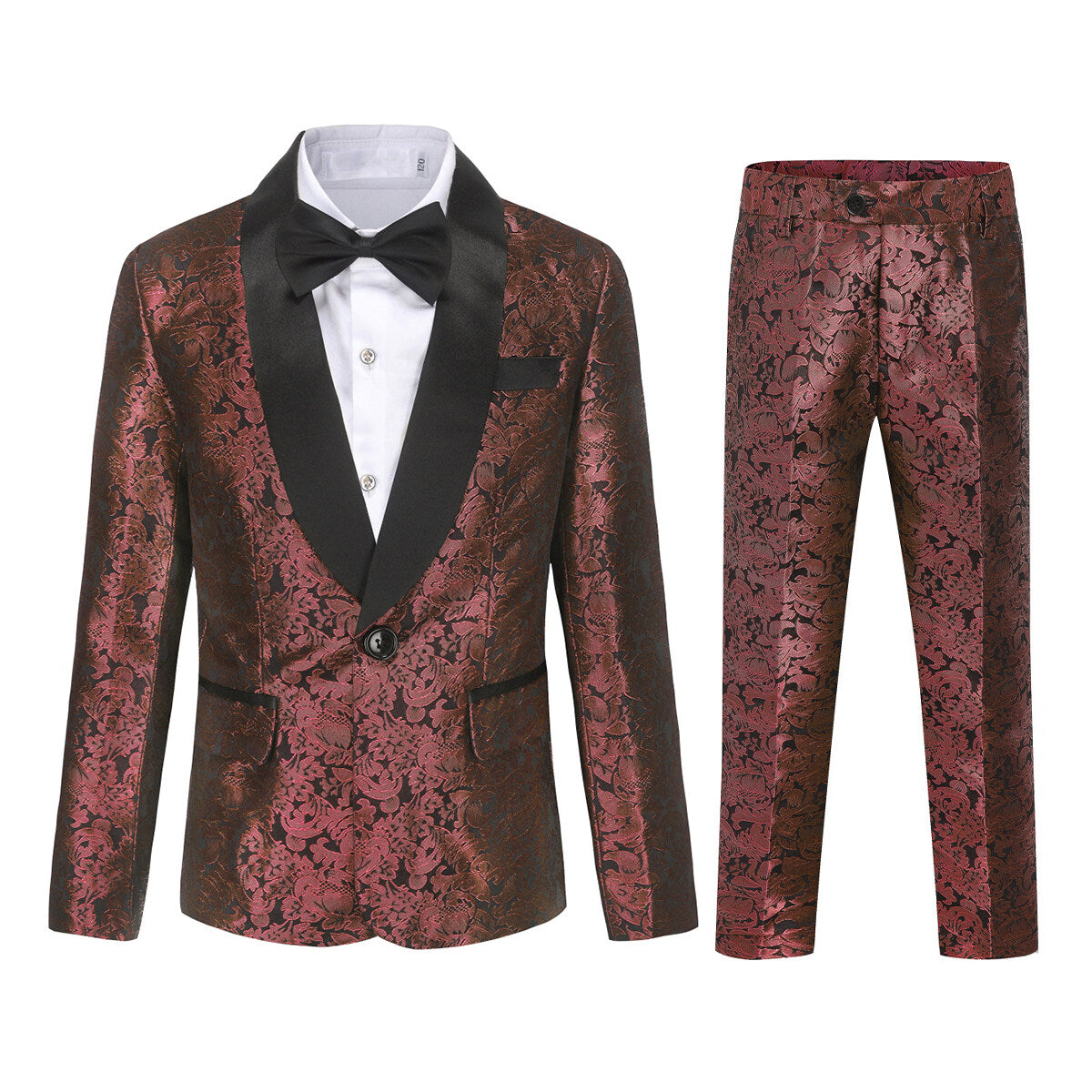 Youthup Boys Teen Suit 2Pcs Embroidery Printing Dress Formal Wedding Blazer and Pants