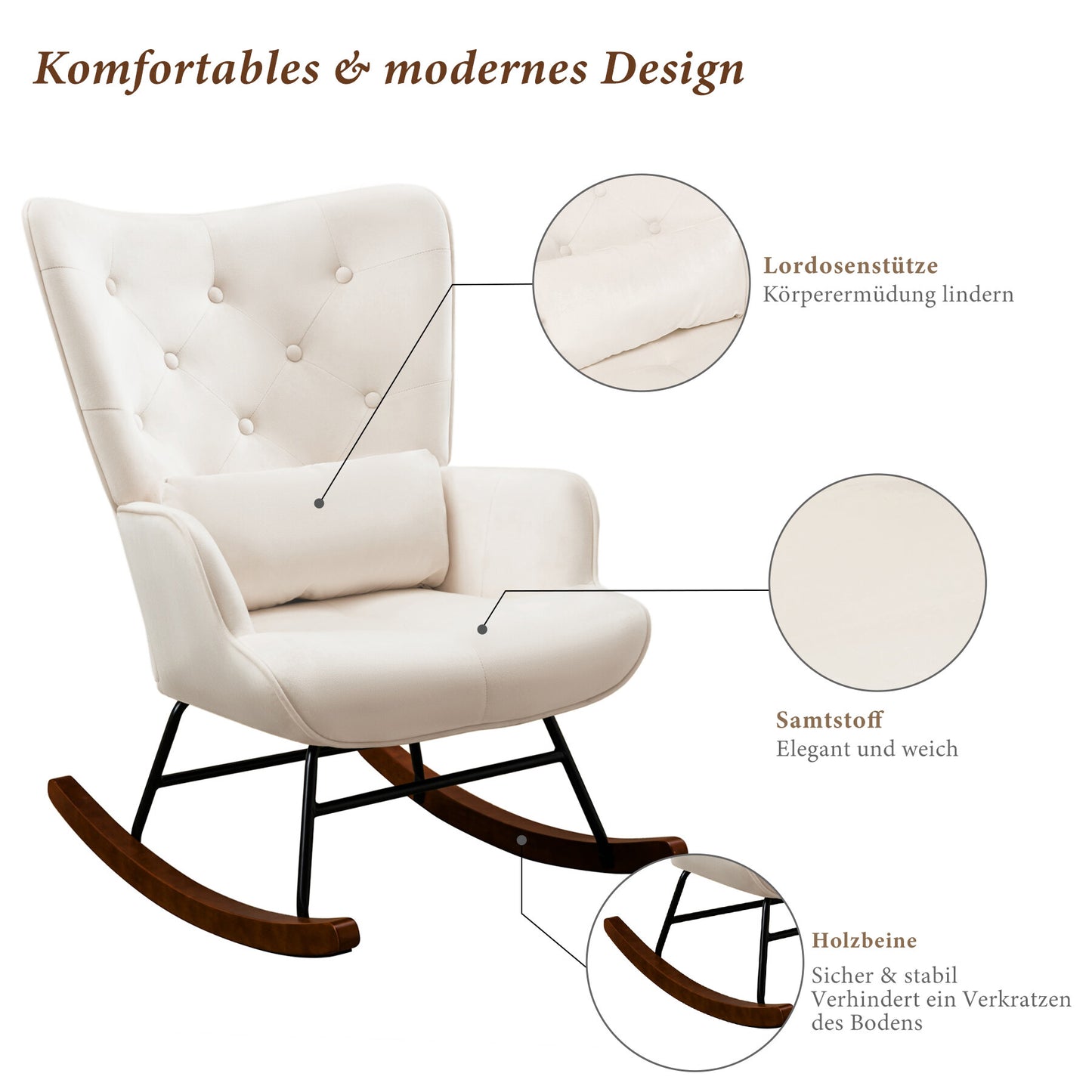 Schaukelstuhl Samt Marguerite