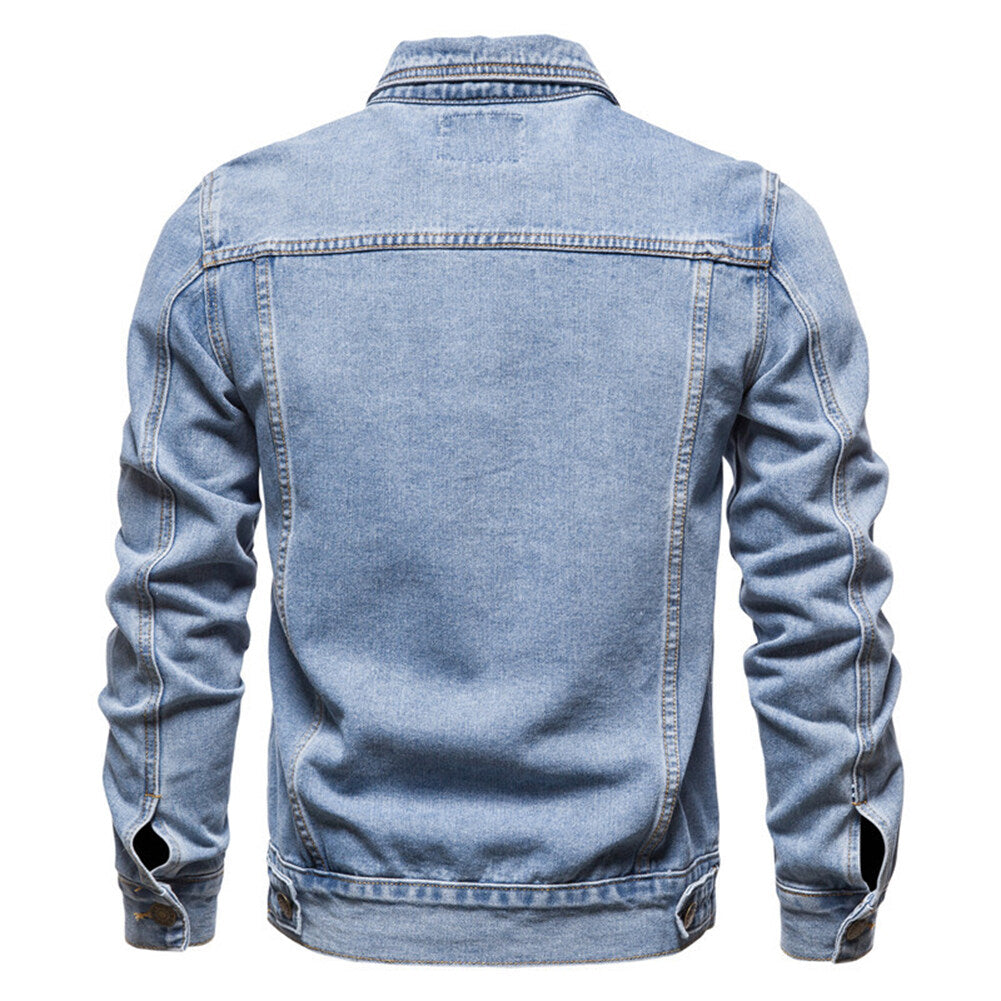 Youthup Mens Classic Lapel Button Denim Jacket