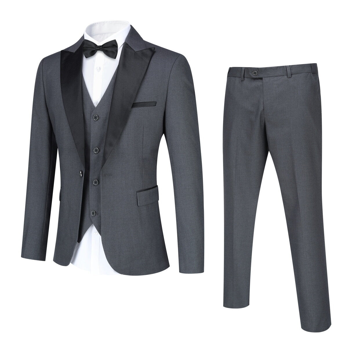 Youthup Mens 3Pce Business Wedding Dinner Suit Blazer and Vest and Tuxedo Pants