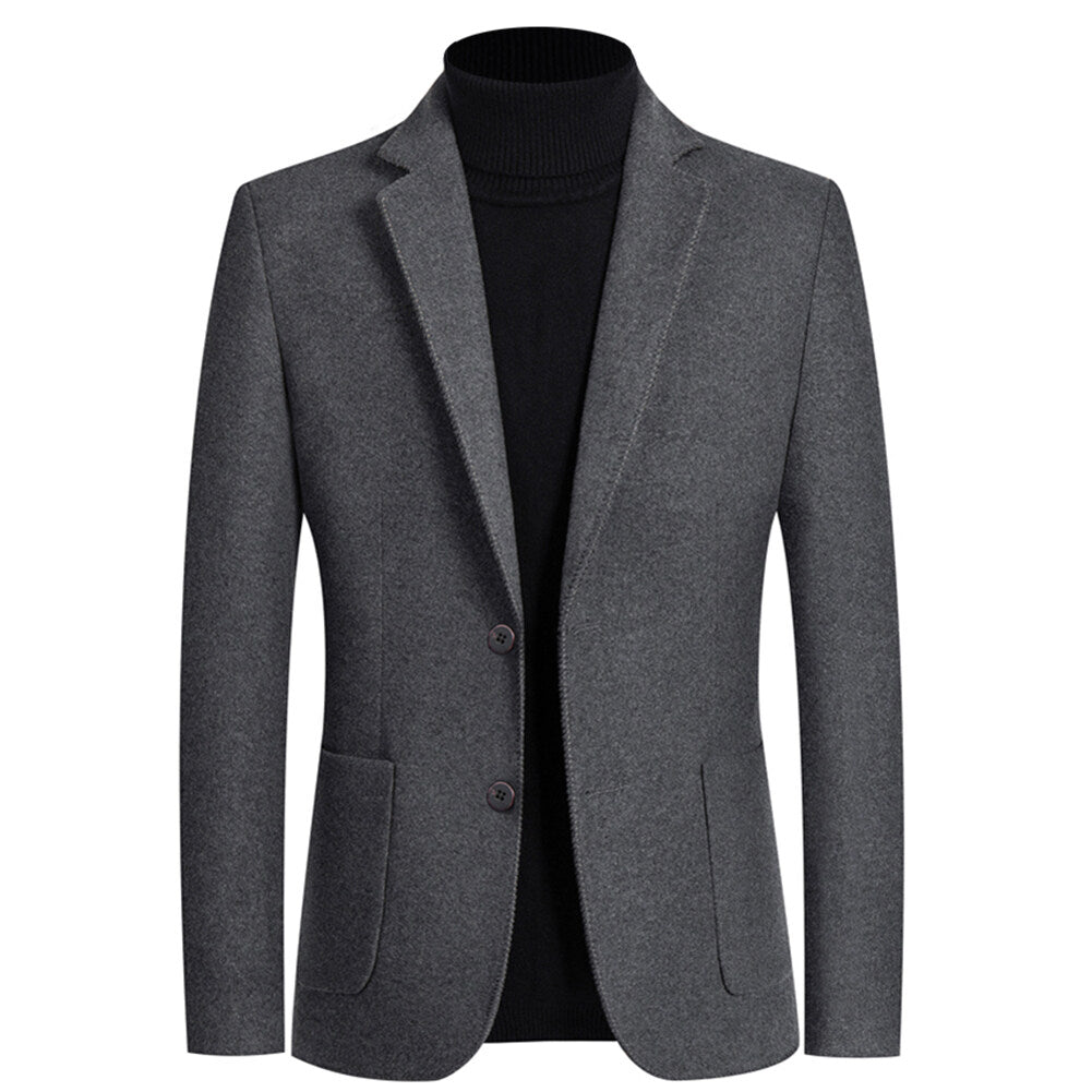 YOUTHUP Mens Wool Blazer Slim Fit 2 Button Winter Suit Jacket for Formal Wedding Business