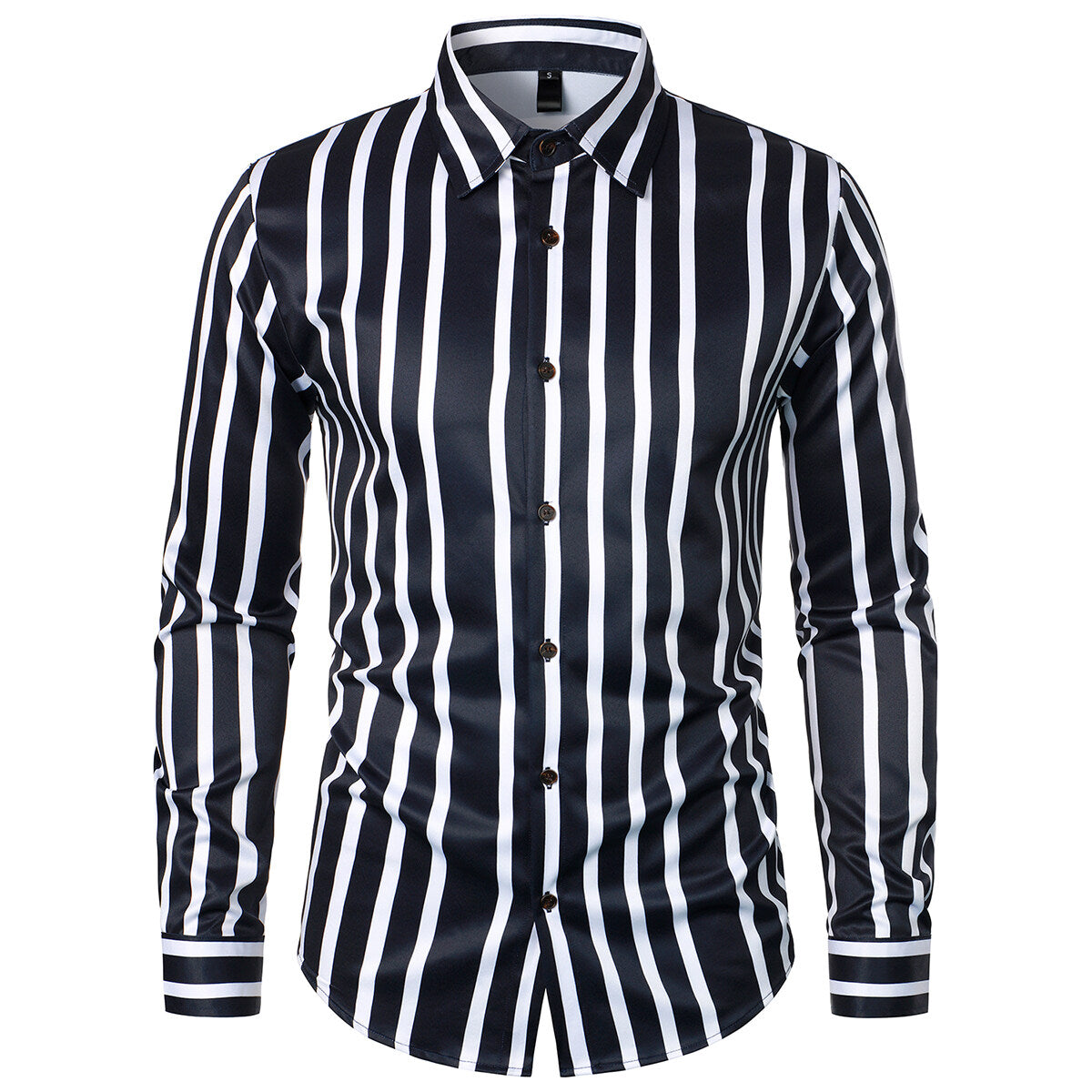 YOUTHUP Mens Casual Striped Shirt Slim Fit Party Holiday Print Tops