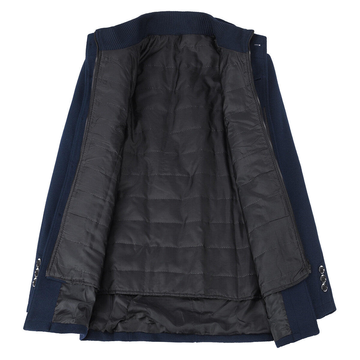 Youthup Mens Single Breasted Slim Fit Wool Coat And Thickened Vest