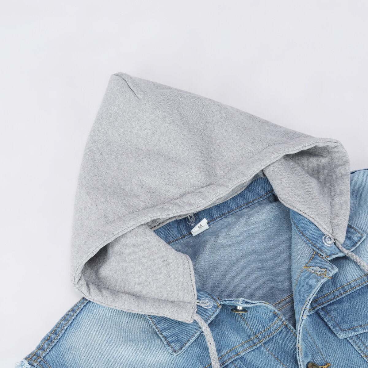YOUTHUP Mens Hooded Denim Vest Casual Vintage Ripped Outerwear Cowboy Gilet