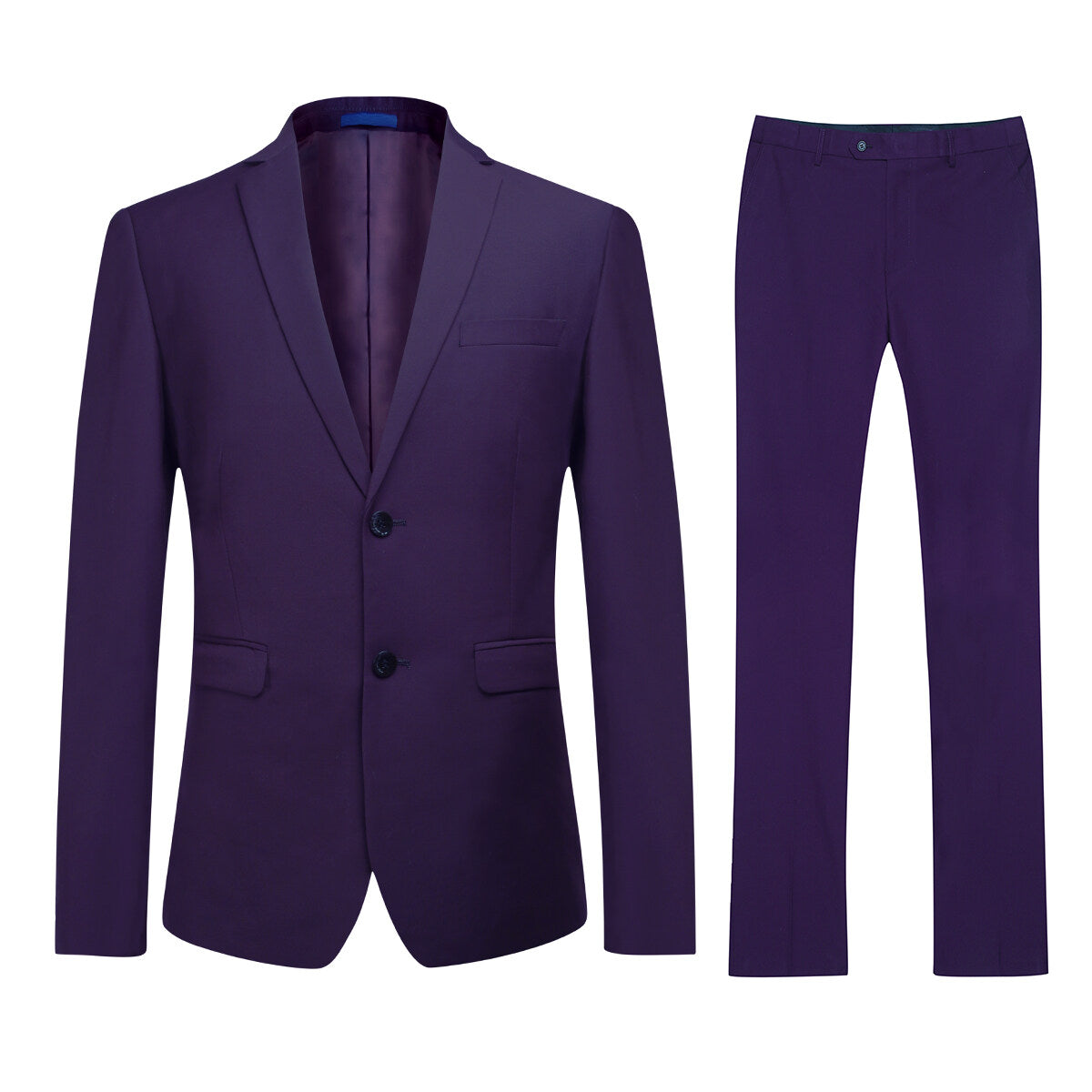 YOUTHUP Mens Slim Fit 2 Piece Suit 2 Button Formal Business Wedding Suits Solid Blazer and Pants