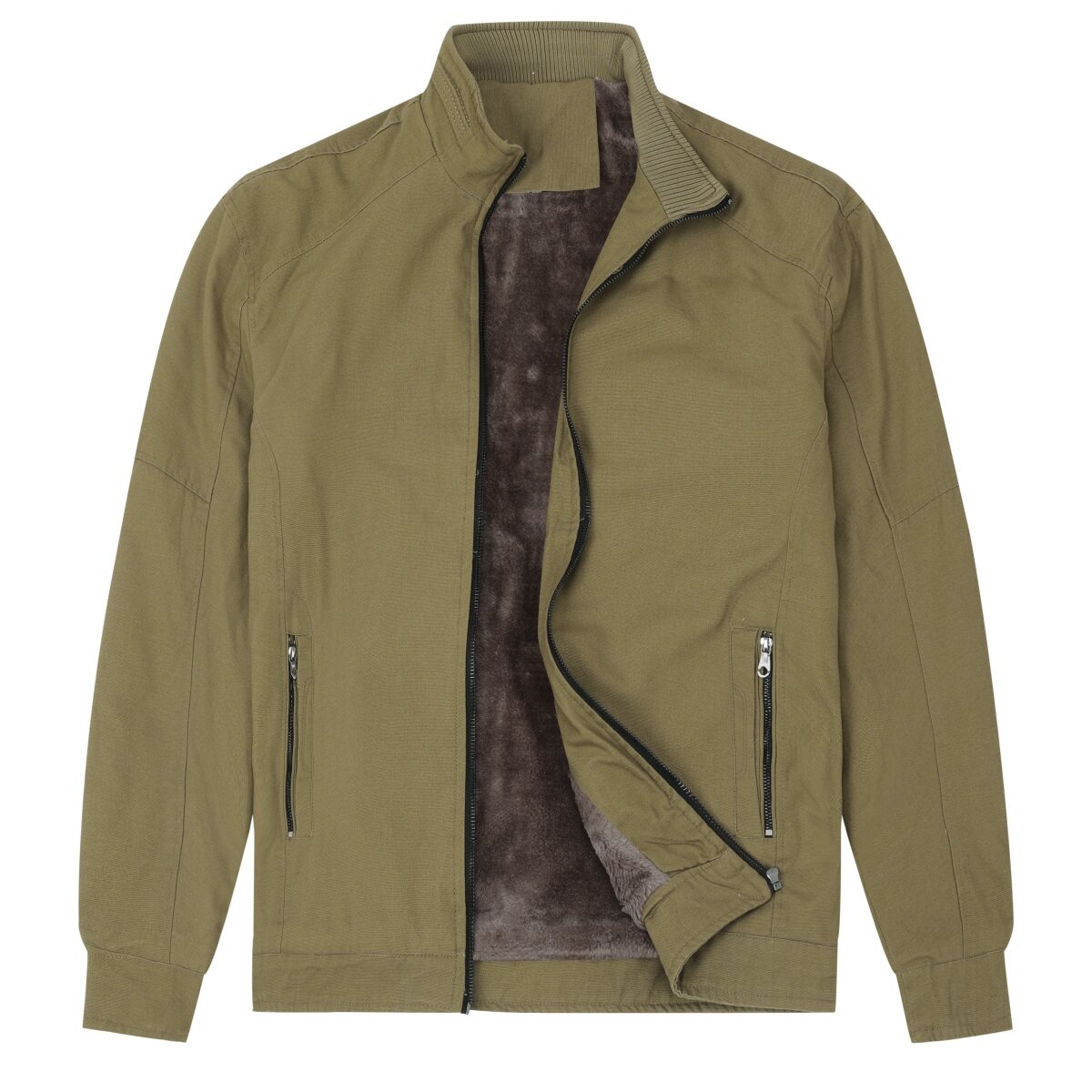 Youthup Mens Thickened Interior Plush Casual Zip Jacket