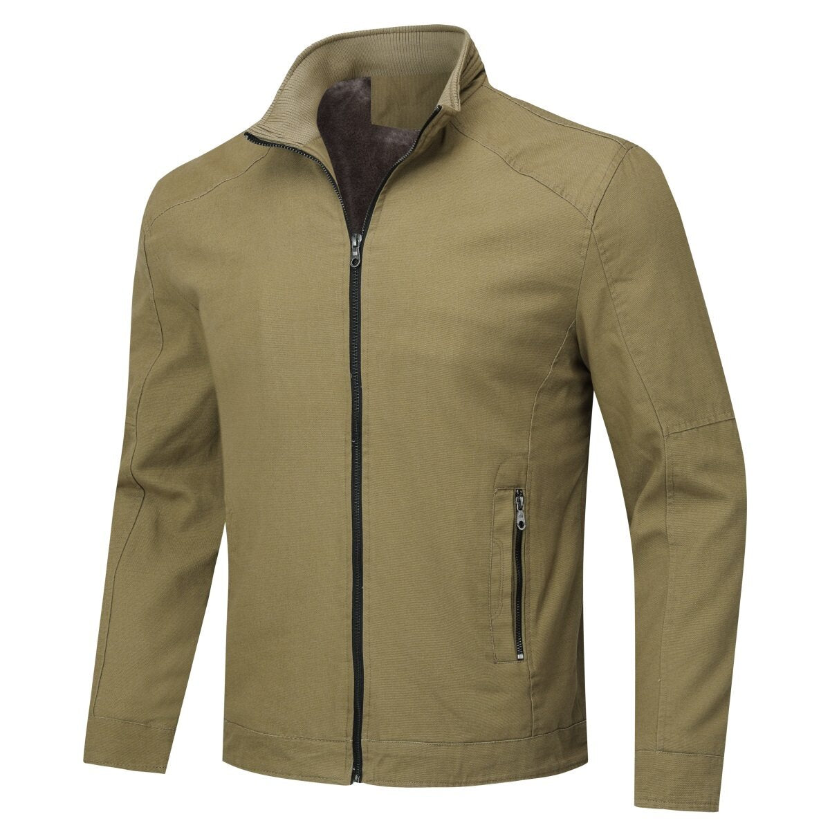 Youthup Mens Thickened Interior Plush Casual Zip Jacket