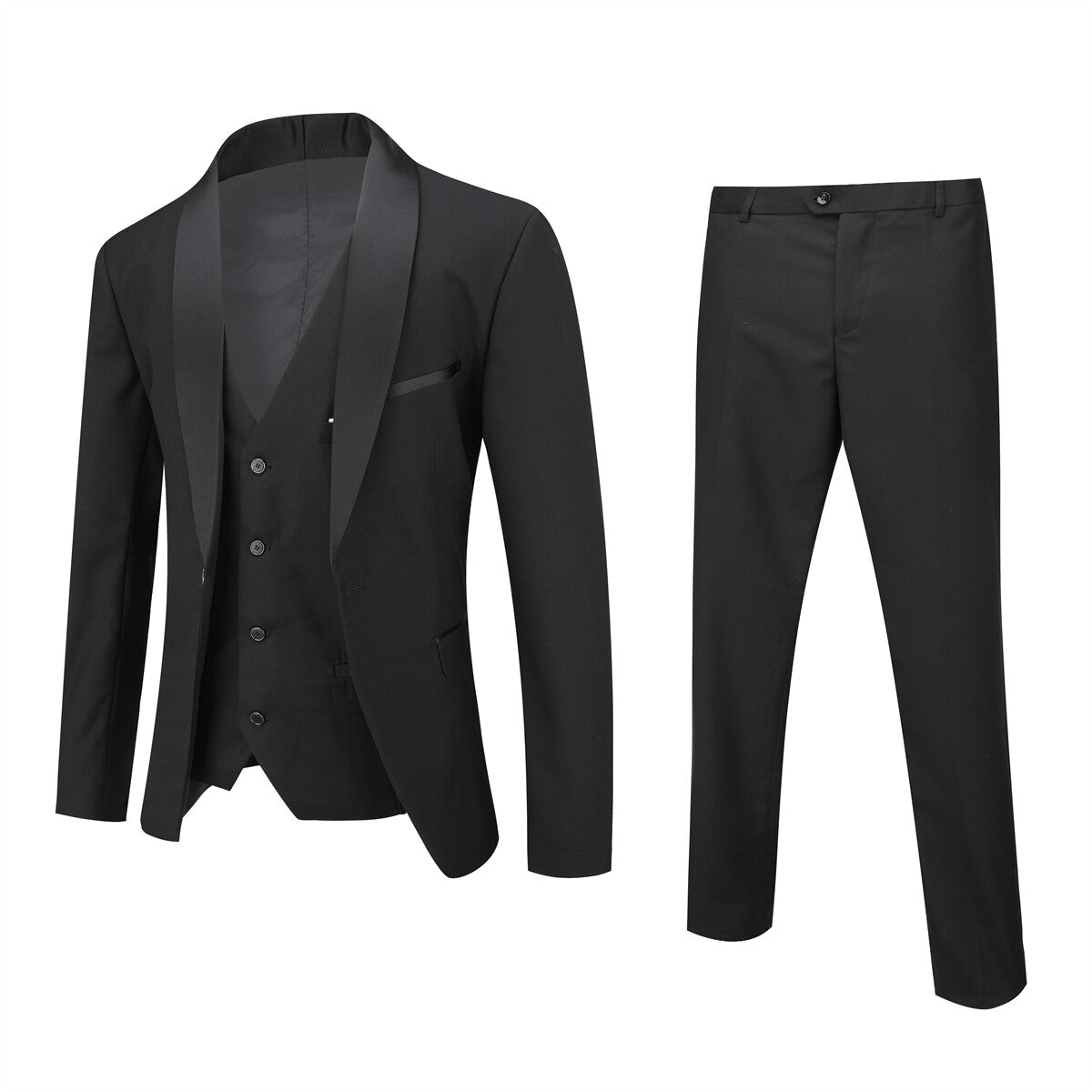 YOUTHUP Mens 3 Piece Formal Shawl Lapel Slim Dress Suit Set
