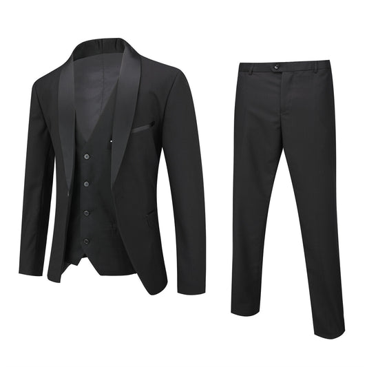 YOUTHUP Mens 3 Piece Formal Shawl Lapel Slim Dress Suit Set