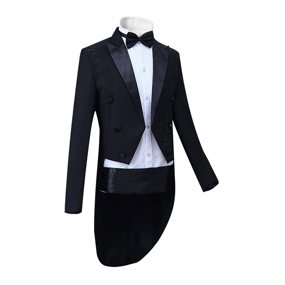YOUTHUP Mens Wedding Costume Party Vintage Tailcoat 4 Piece Dress Slim Suit Set
