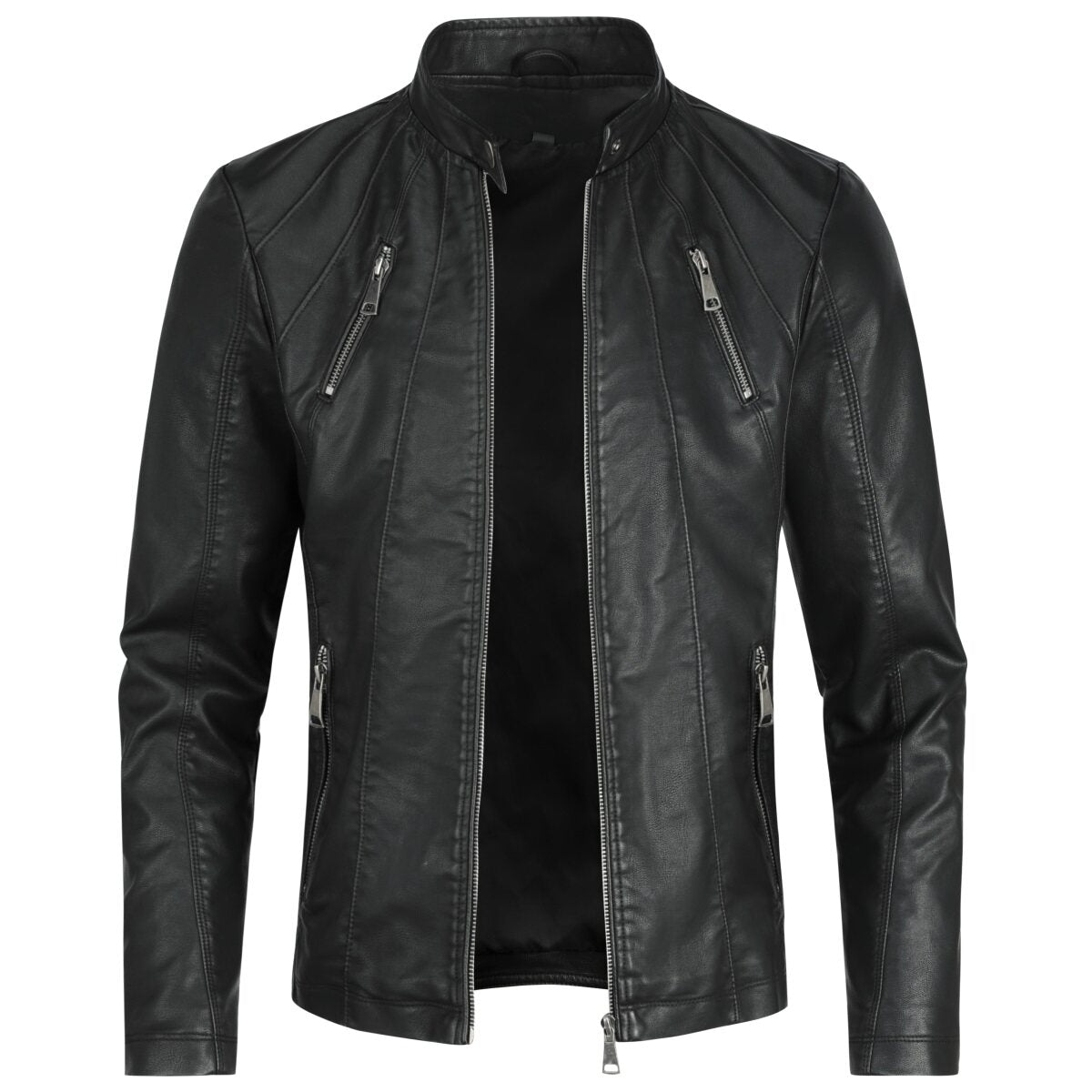 Youthup Mens Casual Soft Bomber Faux Leather Jacket