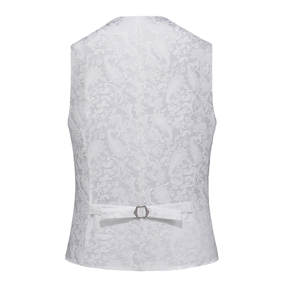 Youthup Mens 3Pce Paisley Dress Vest and Bow Tie Set and Pocket Square