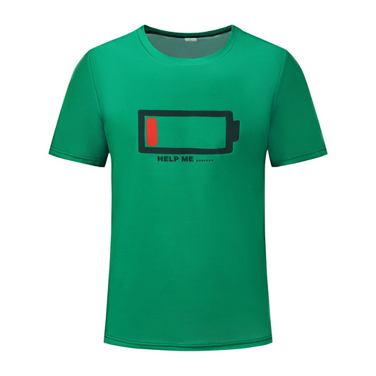 Youthup Mens T-Shirts HELP ME Funny Low Battery Humor Tee