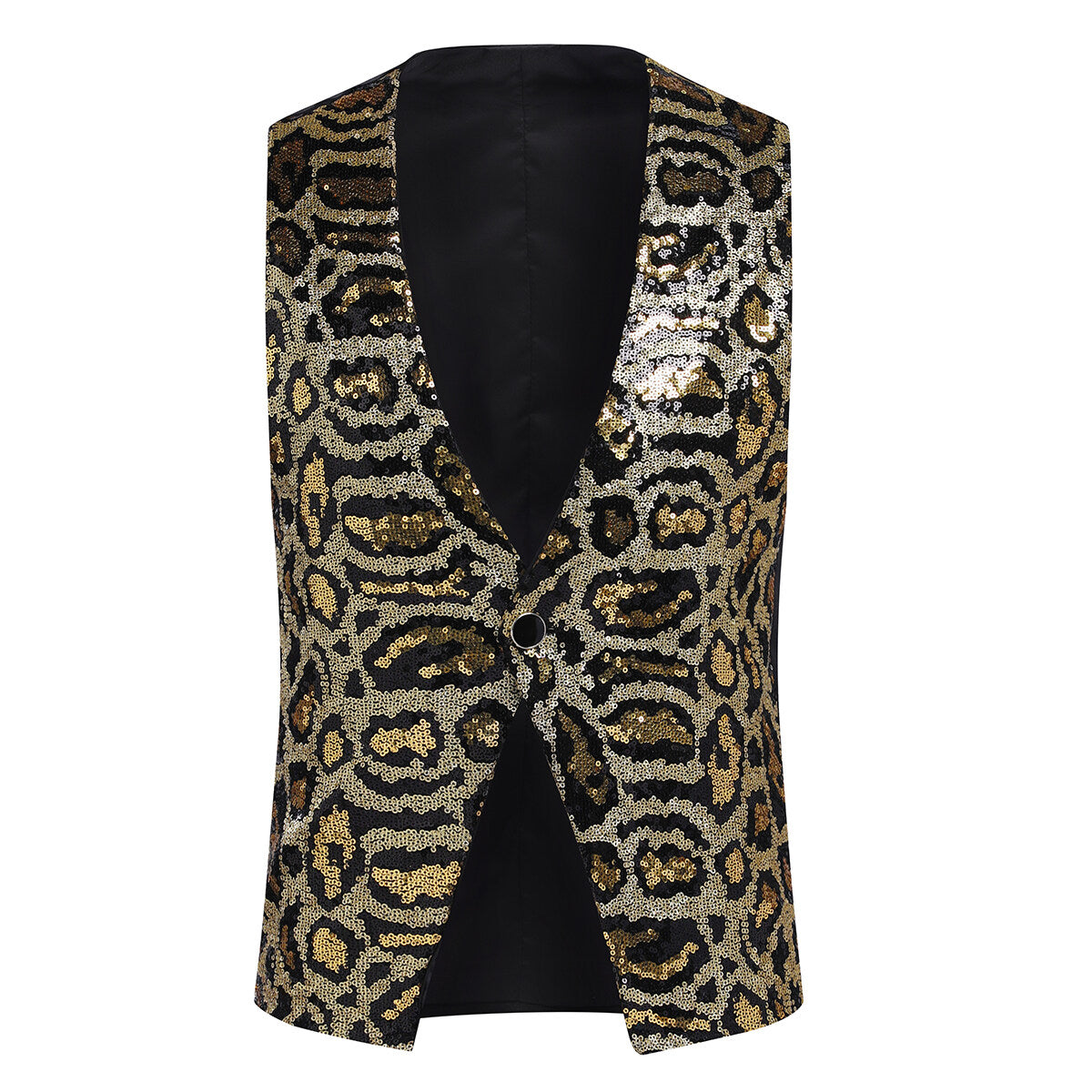 Youthup Mens Shiny Leopard Sequin Party Show Vest