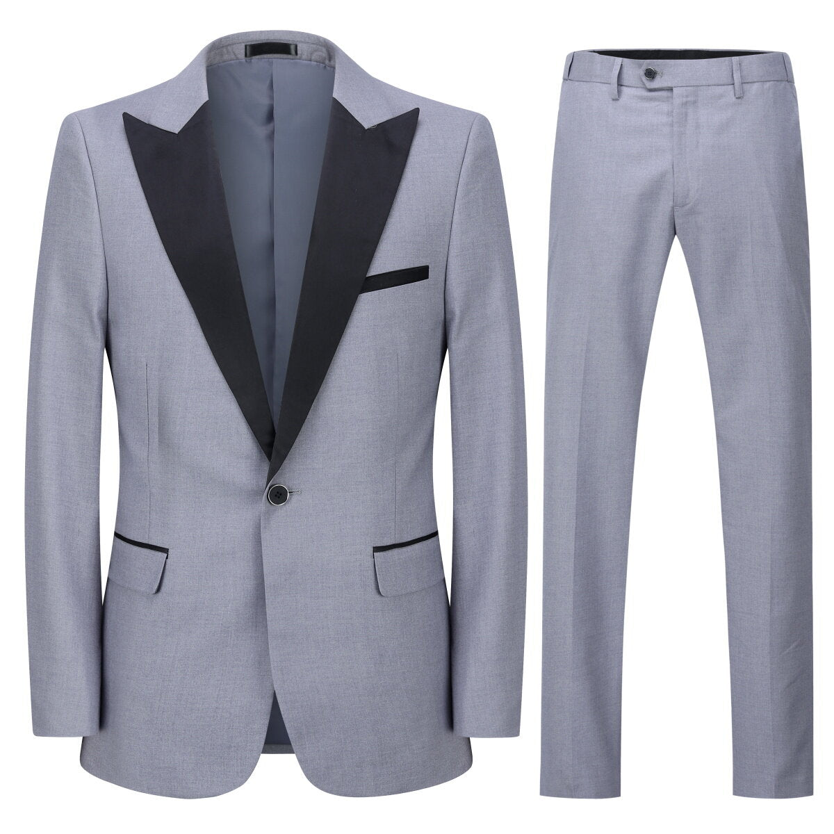 YOUTHUP Mens 3 Piece Slim Fit Elegant Wedding Peak Lapel Suit Set