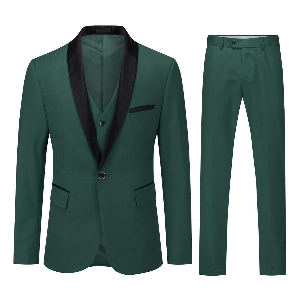 YOUTHUP Mens 3Pce Wedding Banquet Business Suit Slim Fit Blazer and Vest and Pants