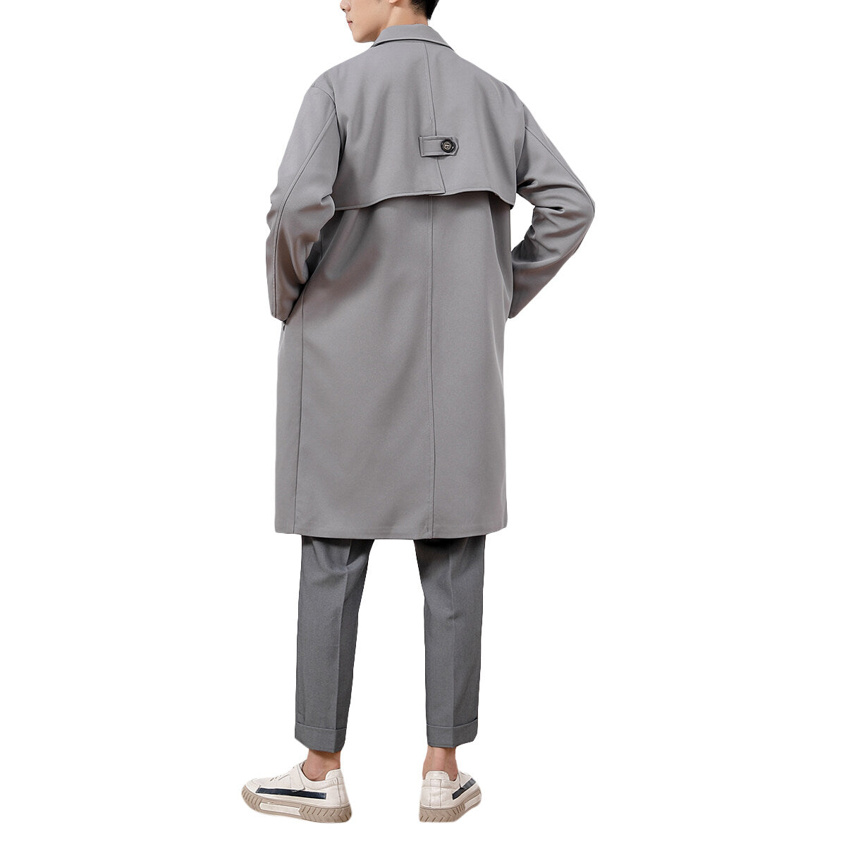 Youthup Mens Long Elegant Windbreaker Jacket Trench Coat