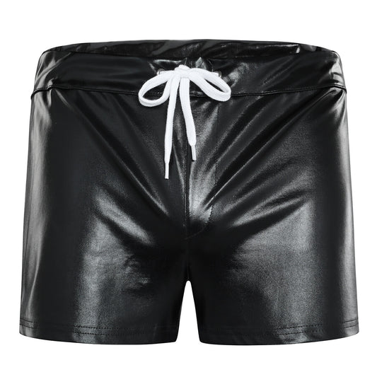 Youthup Mens Shiny Leather Shorts