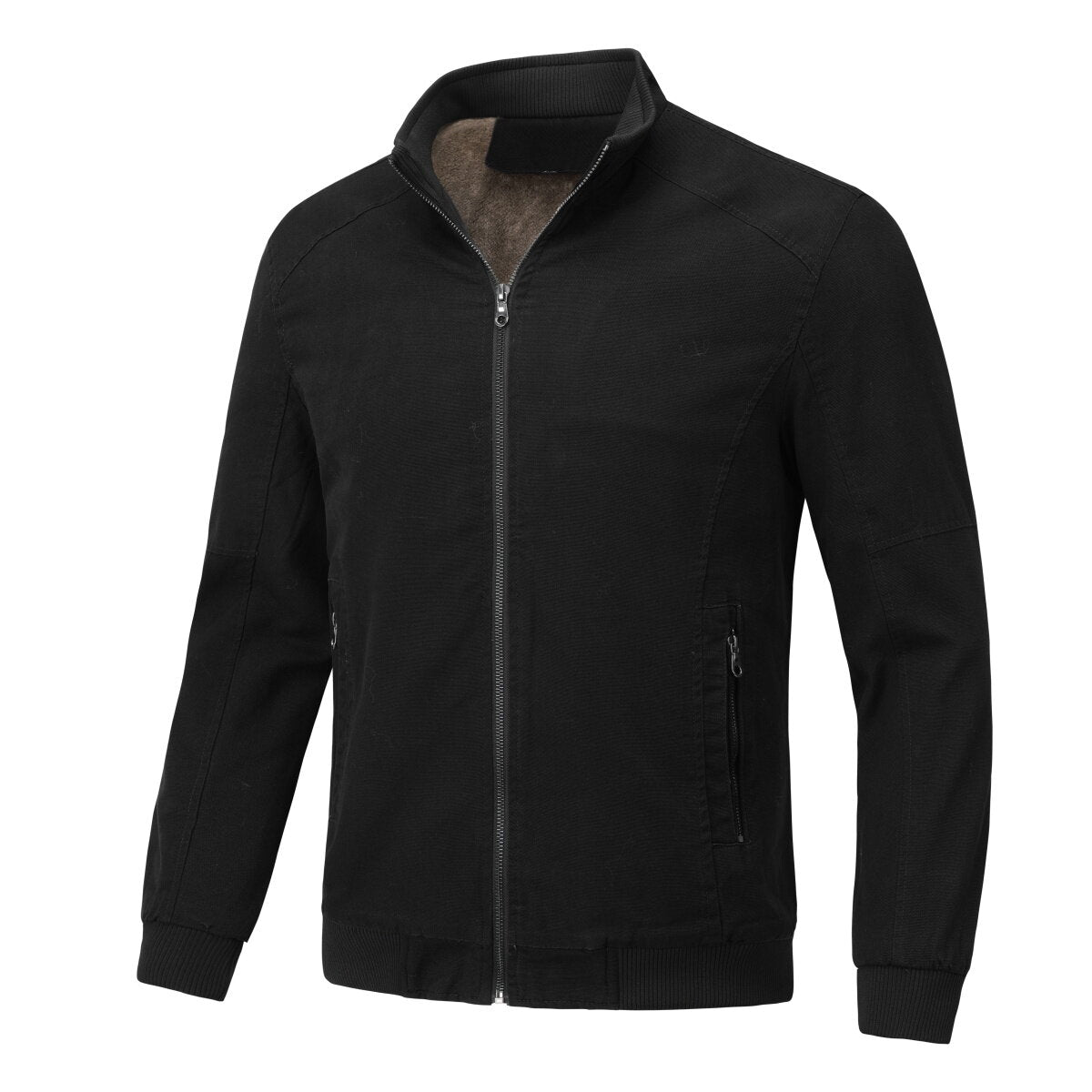 Youthup Mens Winter Stand Collar Plush Thickened Classic Zipper Jacket