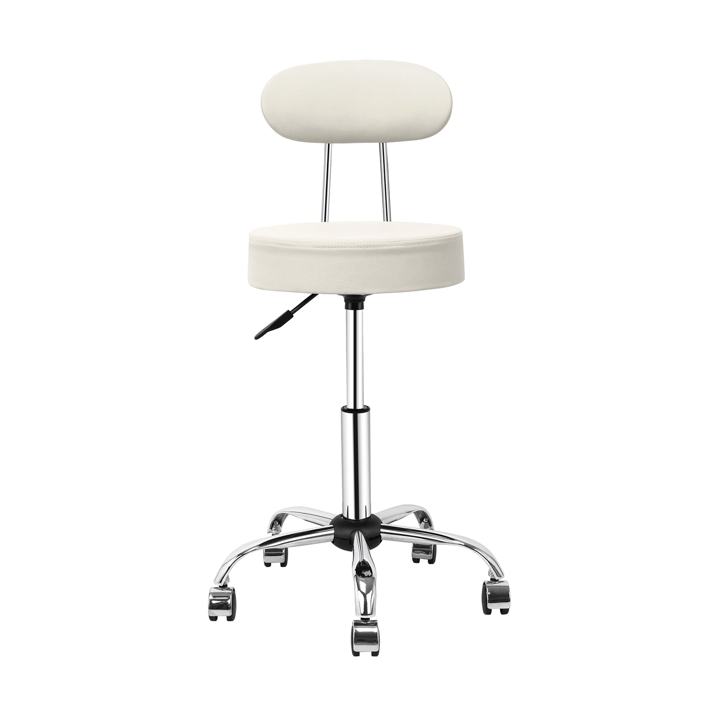 Tabouret de Bar Rond à roulettes Pivotant 360° de Massage  EN HAUTEUR REGLABLE pour SPA ,Salon ,Salle ,Médicale Blanc