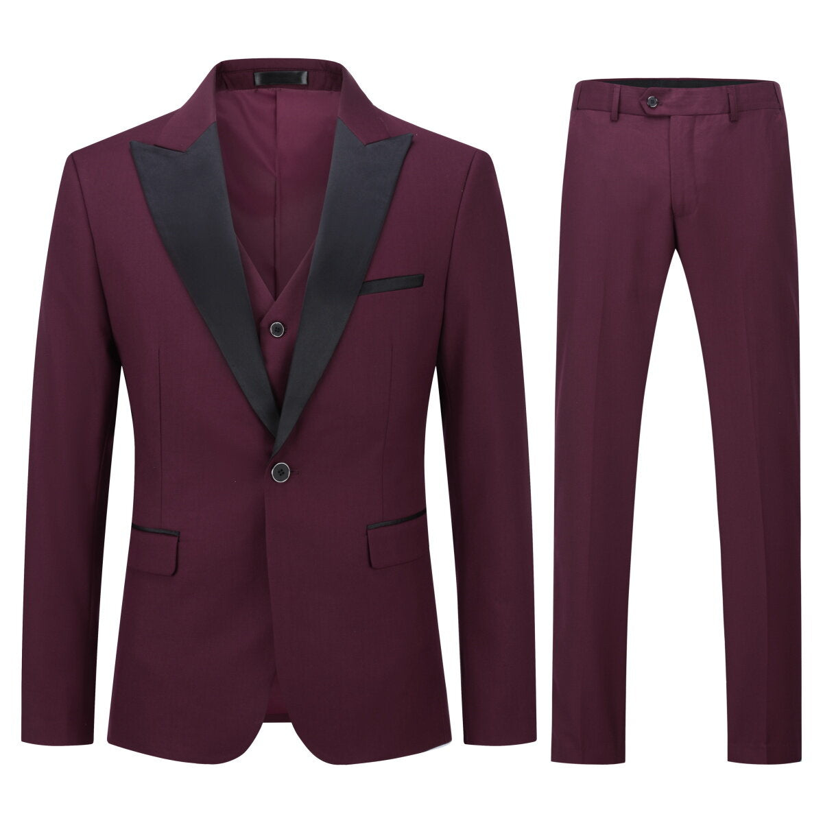 Youthup Mens 3Pce Business Wedding Dinner Suit Blazer and Vest and Tuxedo Pants