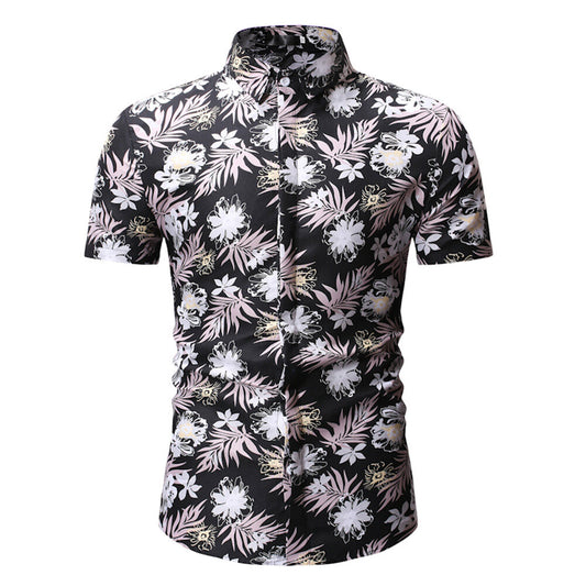 YOUTHUP Mens Floral Shirts Short Sleeves Hidden Button Casual Fashion Prints Summer