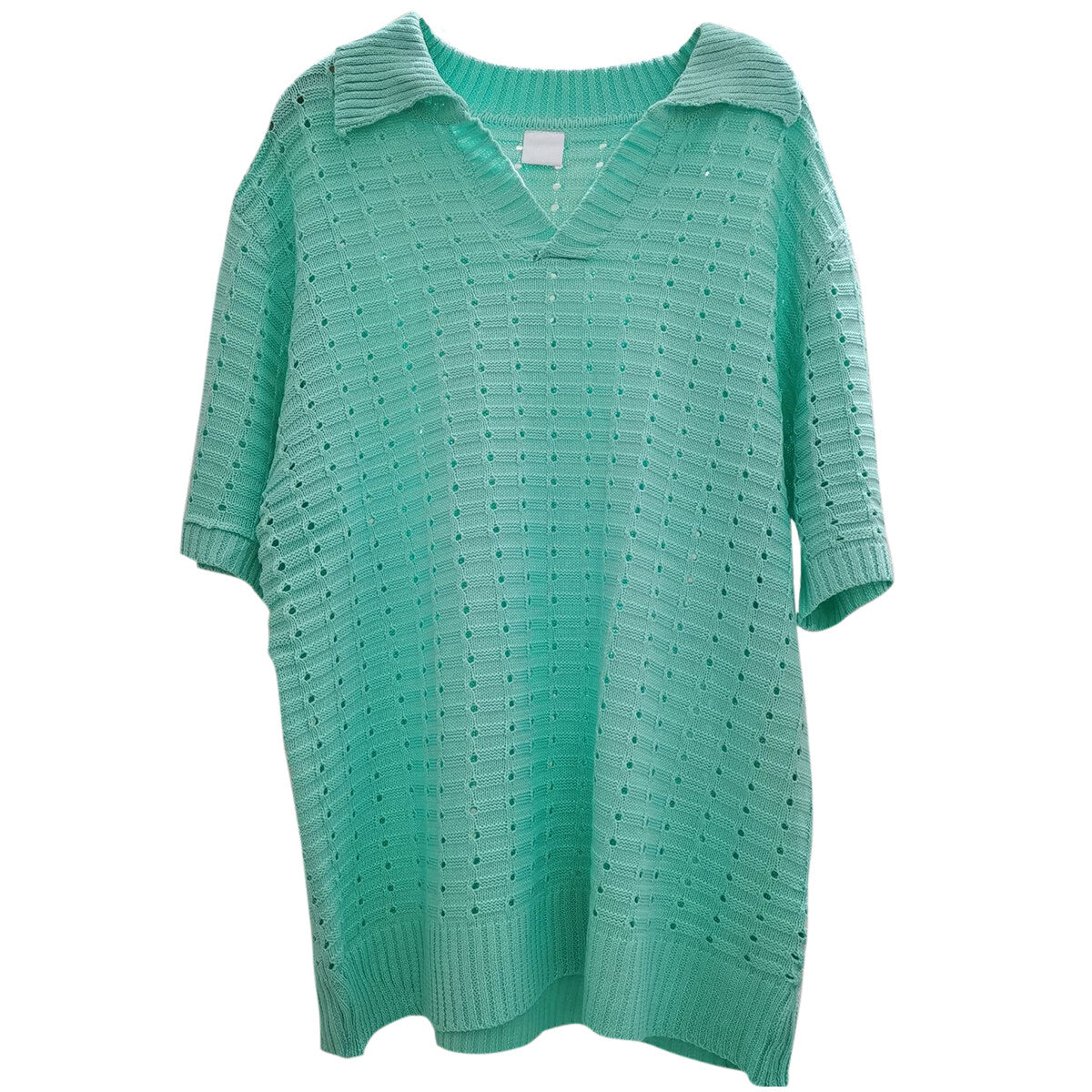Youthup Mens Knitted Cutout Tee Hollow Short Sleeve T-Shirt