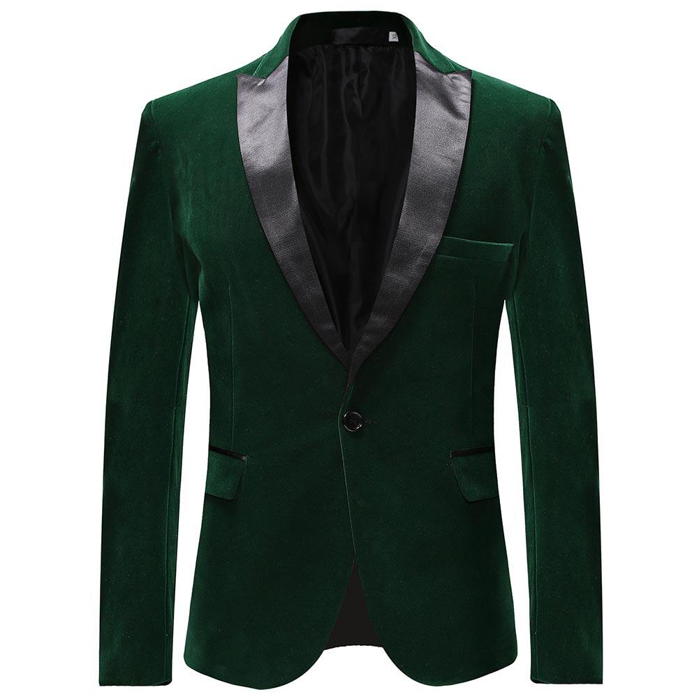 YOUTHUP Mens Party Prom Formal Peaked Lapel Velvet Dress Jacket