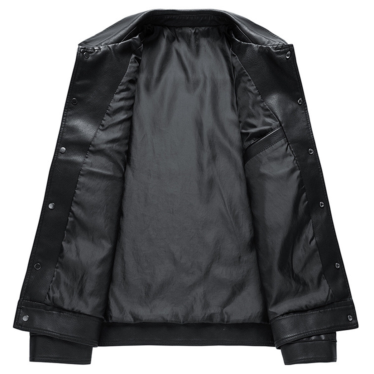 YOUTHUP Mens Colourblock Lapel Leather Jacket