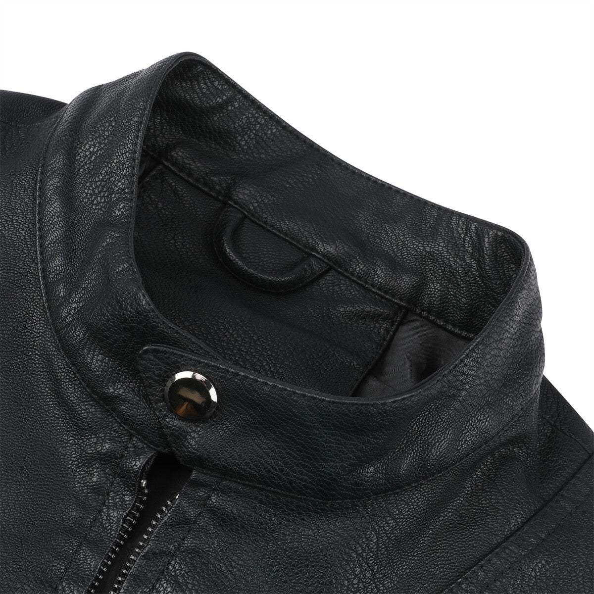 Youthup Mens One Side Pockets Trim Slim Fit Leather Jackets