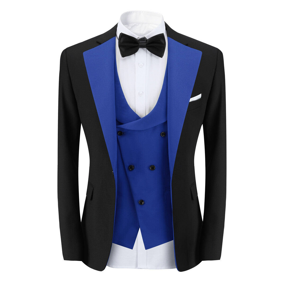 Youthup Mens 3 Piece ColorBlock Suits Dress Wedding Party Blazer and Waistcoat and Pants