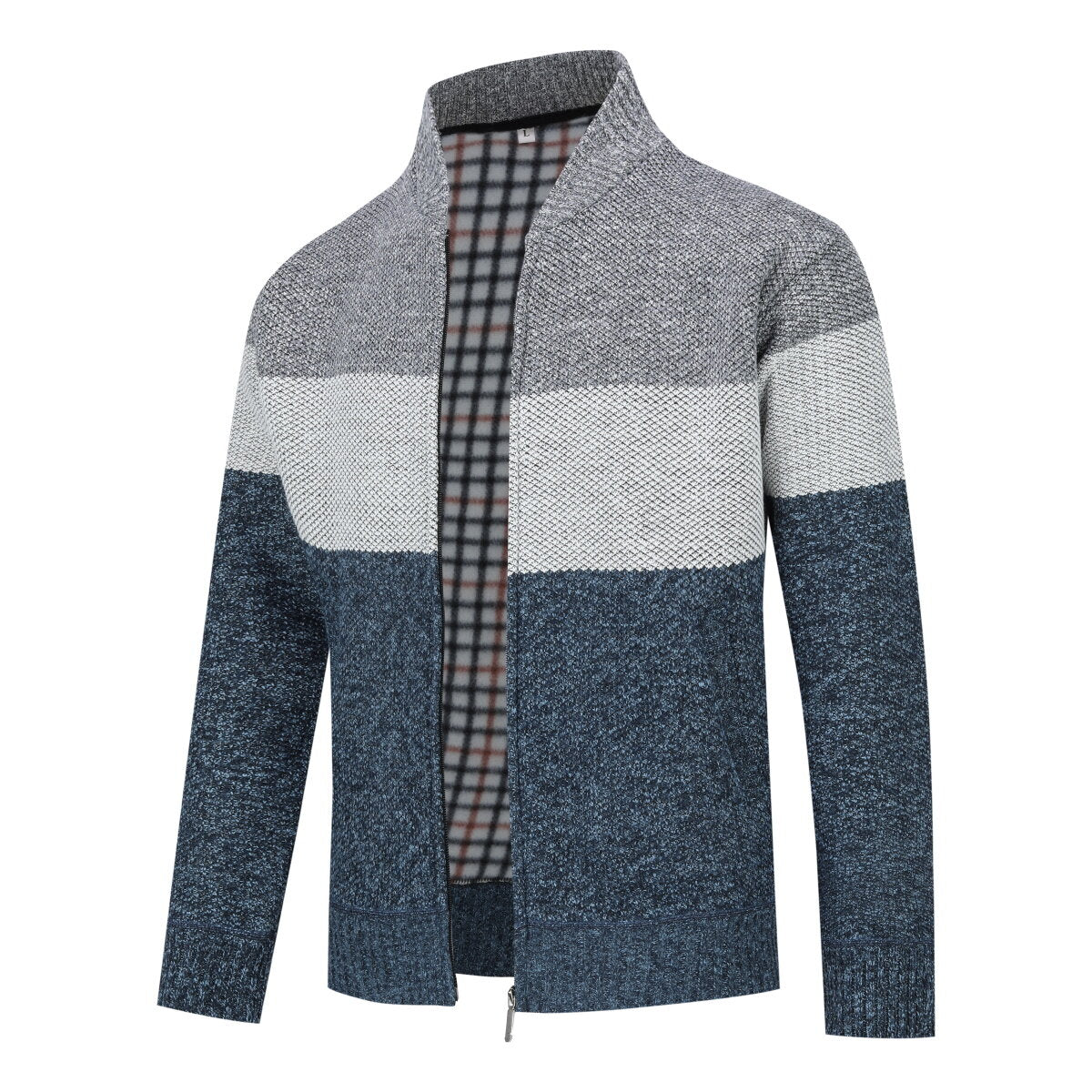 Youthup Mens Color Block Knitted Cardigan Sweatshirt